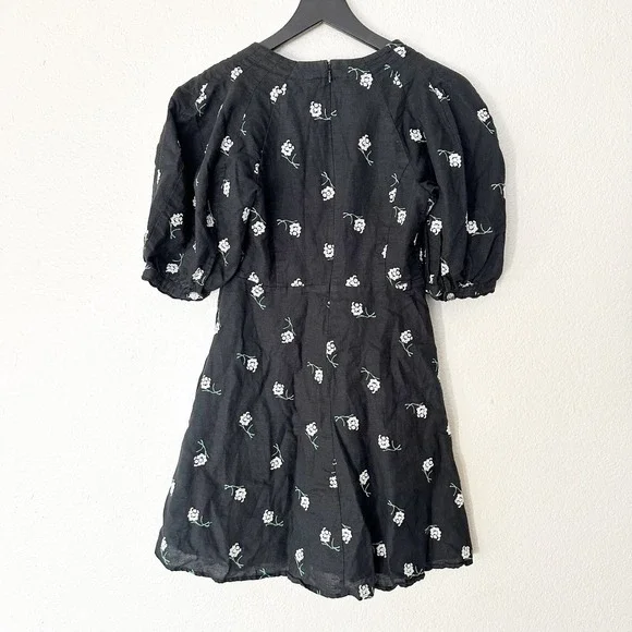 Tuckernuck Serena Mini Dress Black Embroidered Floral Linen‎ Blend Size XS - Picture 5 of 9